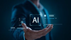 Business professional using AI technology for behavioral health operations
